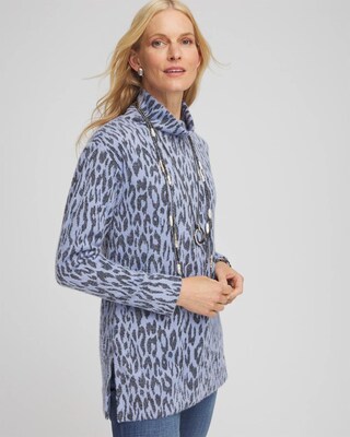 Jacquard Animal Print Mock Neck Pullover Tunic | Chico's